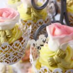 cup cakes with iced flowers