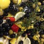 olives and lemons marinating