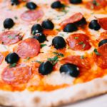 pizza with olives and pepperoni from pizza menu